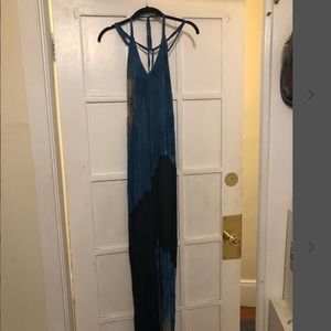 NWOT Navy Blue & Tan Maxi Dress